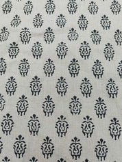 Hand Block Print Black Floral Pure Linen Fabric Room Decor - Kartikya