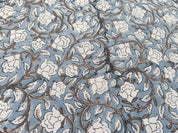 Block Print Blue & Greyish  Duck Canvas Fabric Cushion - Amrit Vela