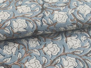 Block Print Blue & Greyish  Duck Canvas Fabric Cushion - Amrit Vela