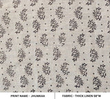 Handcrafted Block Print Black Floral Thick Linen Fabric - Jhumkaa