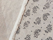 Handcrafted Block Print Black Floral Thick Linen Fabric - Jhumkaa