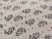 Handcrafted Block Print Black Floral Thick Linen Fabric - Jhumkaa