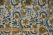 Handcrafted Block Print Brown Pure Linen Fabric - Kundanvan