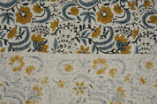 Handcrafted Block Print Brown Pure Linen Fabric - Kundanvan
