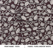 Handcrafted Block Print Floral Linen Fabric Curtain - Pishta