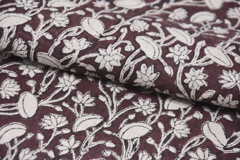 Handcrafted Block Print Floral Linen Fabric Curtain - Pishta