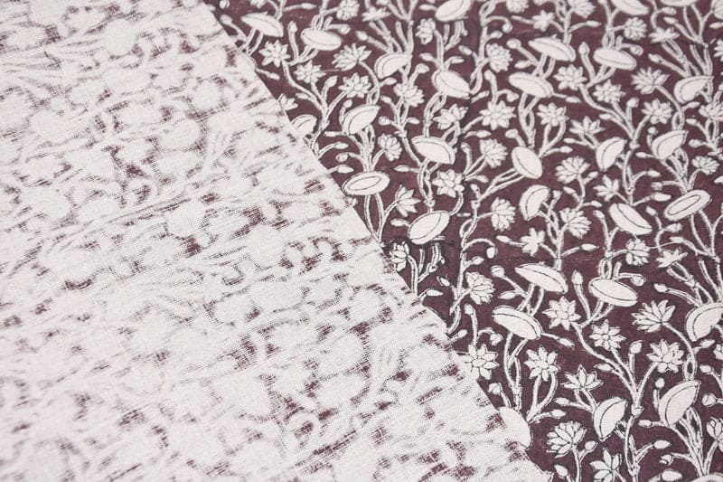 Handcrafted Block Print Floral Linen Fabric Curtain - Pishta