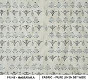 Handcrafted Block Print Pastel Gray Floral Pure Linen Fabric – Hastakala