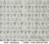 Handcrafted Block Print Pastel Gray Floral Pure Linen Fabric – Hastakala
