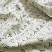 Handcrafted Block Print Pastel Gray Floral Pure Linen Fabric – Hastakala