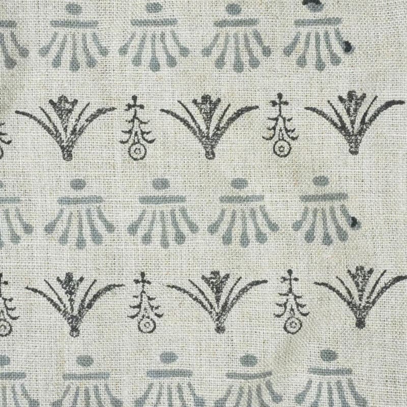 Handcrafted Block Print Pastel Gray Floral Pure Linen Fabric – Hastakala