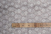 Handcrafted Block Print Silver Floral Duck Canvas Fabric - Tulsi Buti