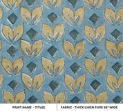 Handcrafted Block Print Yellow Thick Linen Cushion Fabric - Titlee