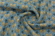 Handcrafted Block Print Yellow Thick Linen Cushion Fabric - Titlee