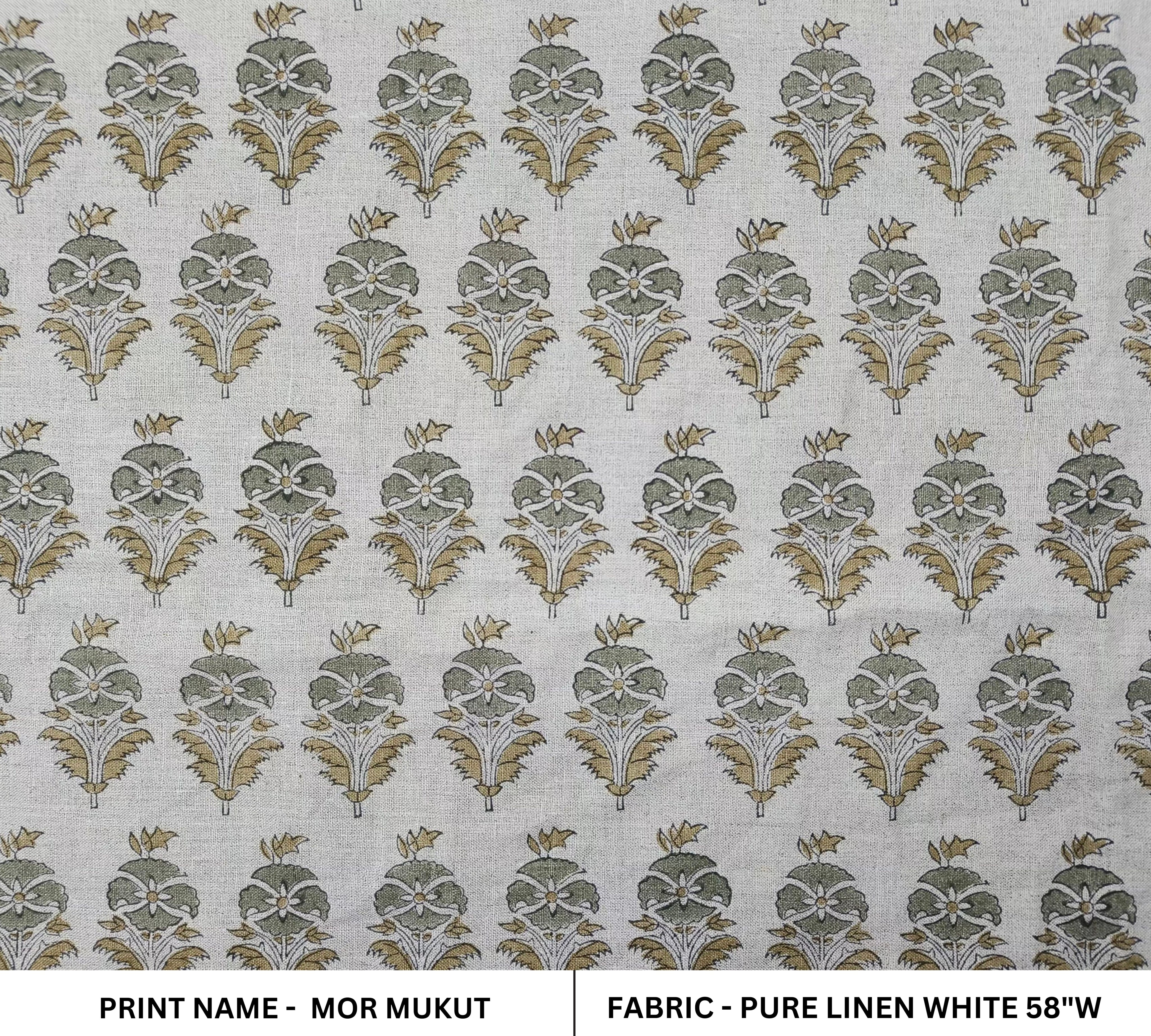 Linen Fabric, Mor Mukut, Block Print, Fabric By Yard, Indian Handloom Fabric, Home Décor