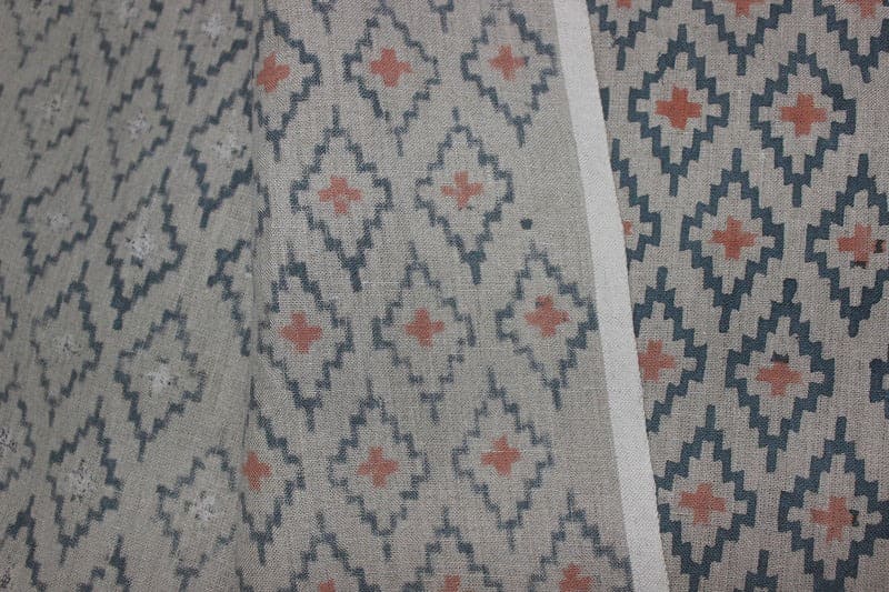 Handcrafted Thick Linen Hand Block Print Blue Fabric - Drishtikon