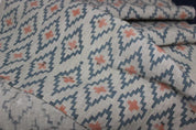 Handcrafted Thick Linen Hand Block Print Blue Fabric - Drishtikon
