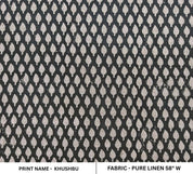 Handmade Artisan Black Floral Printed Fabric in Pure Linen - Khushbu