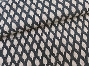 Handmade Artisan Black Floral Printed Fabric in Pure Linen - Khushbu