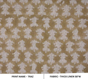 Handmade Artisan Block Print Silver Thick Linen Fabric - Traz