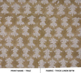Handmade Artisan Block Print Silver Thick Linen Fabric - Traz