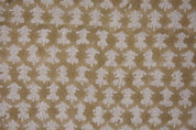 Handmade Artisan Block Print Silver Thick Linen Fabric - Traz