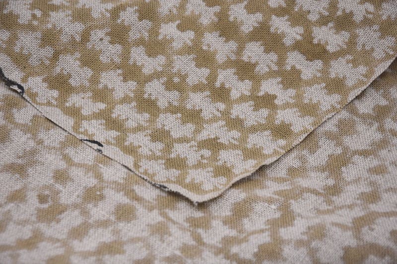 Handmade Artisan Block Print Silver Thick Linen Fabric - Traz