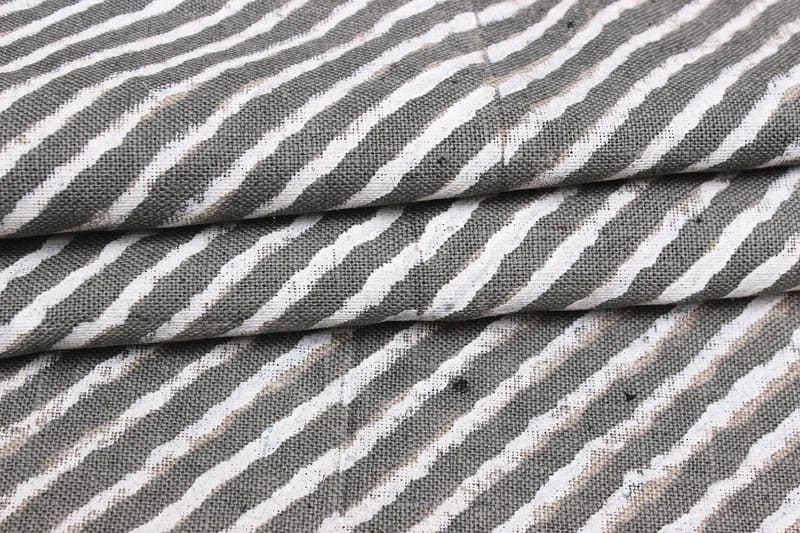 Handmade Artisan Block Print Floral Thick Linen Fabric - Leheriya