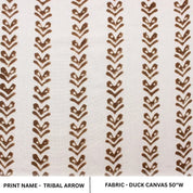 Handmade Block Print Brown Floral Duck Canvas Fabric - Triable Arrow