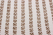 Handmade Block Print Brown Floral Duck Canvas Fabric - Triable Arrow