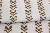 Handmade Block Print Brown Floral Duck Canvas Fabric - Triable Arrow