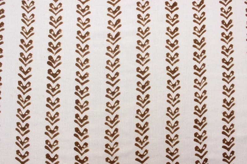 Handmade Block Print Brown Floral Duck Canvas Fabric - Triable Arrow