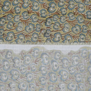 Handmade Block Print Brown Linen Blend Fabric - Heart Vine