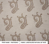 Handmade Block Print Brown Floral Linen Blend Fabric - Prayagaraj