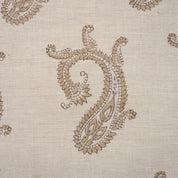 Handmade Block Print Brown Floral Linen Blend Fabric - Prayagaraj