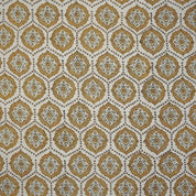 Handmade Block Print Brow Floral Pure Linen Fabric - Charkha