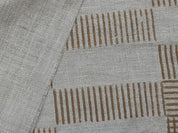 Handmade Block Print Brown Floral Thick Linen Fabric - Zig Zag