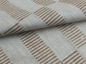 Handmade Block Print Brown Floral Thick Linen Fabric - Zig Zag