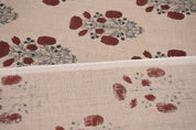 Handmade Block Printe Brown & Gray Thick Linen Fabric - Swadesh