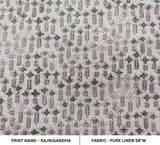 Handmade Block Print Brown Floral Pure Linen Fabric - Rajnigandha