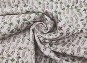 Handmade Block Print Brown Floral Pure Linen Fabric - Rajnigandha