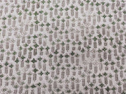 Handmade Block Print Brown Floral Pure Linen Fabric - Rajnigandha
