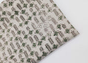 Handmade Block Print Brown Floral Pure Linen Fabric - Rajnigandha