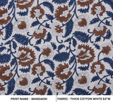 Handmade Block Print Brown Floral Thick Cotton White Fabric – Mandakni