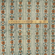 Indian Handmade Block Print Brown Visose Linen Fabric - Floral Bagh