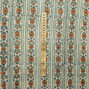 Indian Handmade Block Print Brown Visose Linen Fabric - Floral Bagh