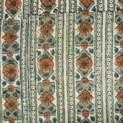 Indian Handmade Block Print Brown Visose Linen Fabric - Floral Bagh