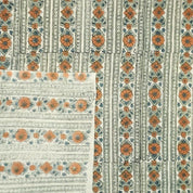 Indian Handmade Block Print Brown Visose Linen Fabric - Floral Bagh