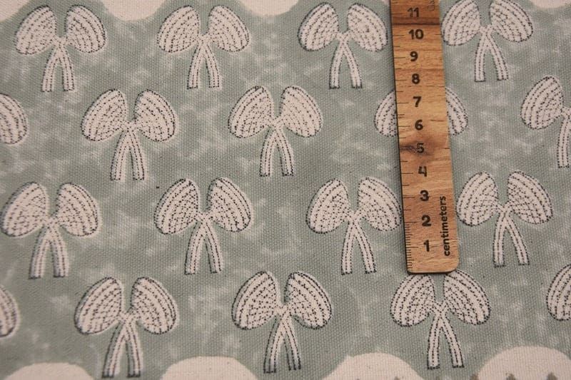 Handmade Block Print Green Floral Duck Canvas Fabric - Mushroom