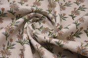 Handmade Block Print Green Floral Pure Linen Fabric - Deepika